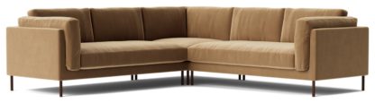 An Image of Swoon Munich Velvet 5 Seater Corner Sofa - Granite Grey
