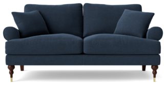 An Image of Swoon Sutton Fabric 2 Seater Sofa - Indigo Blue