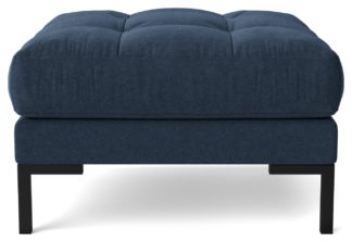 An Image of Swoon Landau Fabric Ottoman Footstool - Indigo Blue