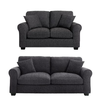 An Image of Habitat Lisbon Fabric 2 Seater & 3 Seater Sofa - Charcoal
