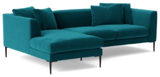 An Image of Swoon Alena Velvet Left Hand Corner Sofa - Kingfisher Blue