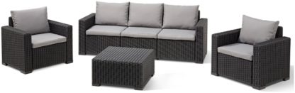 An Image of Keter California 3 Seater Plastic Garden Sofa Set - Grey