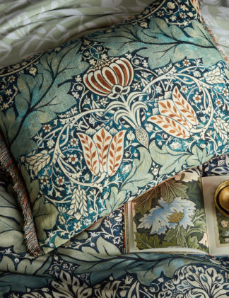 An Image of William Morris At Home Velvet Avon Chintz Bolster Cushion
