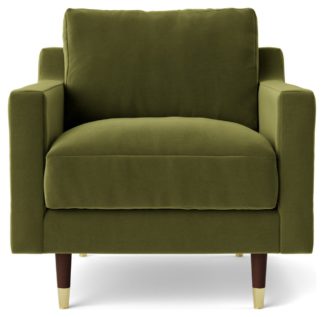 An Image of Swoon Rieti Velvet Armchair - Fern Green