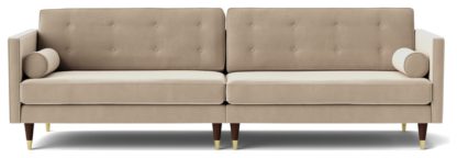 An Image of Swoon Porto Velvet 4 Seater Sofa - Taupe