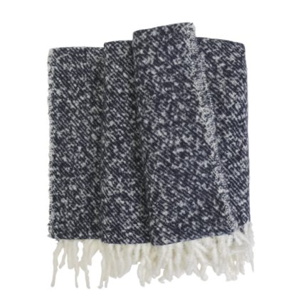 An Image of Habitat Faux Textured Mohair Throw - Navy - 125x150cm