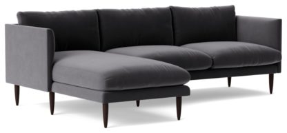 An Image of Swoon Luna Velvet Left Hand Corner Sofa - Silver Grey
