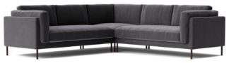 An Image of Swoon Munich Velvet 5 Seater Corner Sofa - Granite Grey