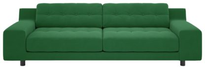 An Image of Habitat Hendricks 4 Seater Velvet Sofa - Green