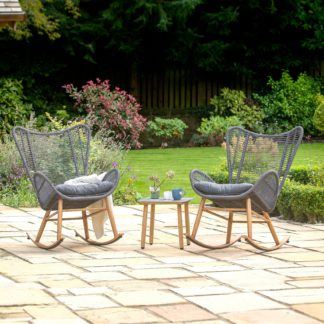 An Image of Kingston 3 Piece Rattan Rocker Bistro Set Grey