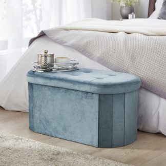 An Image of Smart Industrial Lozenge Foldable Ottoman Pacific Velvet Pacific Blue