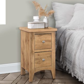 An Image of Hampstead Oak Wooden 2 Drawer Bedside Table