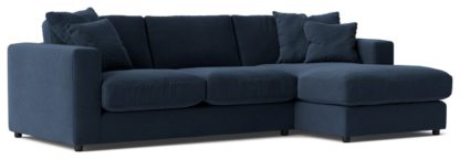 An Image of Swoon Althaea Velvet Right Hand Corner Sofa - Ink Blue