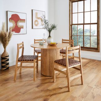 An Image of Amari Round Dining Table with Amari Chairs Ash (Brown)