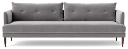 An Image of Swoon Kalmar Velvet 3 Seater Sofa - Burnt Orange