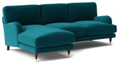 An Image of Swoon Charlbury Velvet Left Hand Corner Sofa - Fern Green