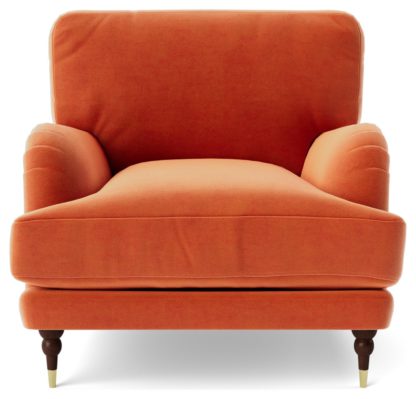 An Image of Swoon Charlbury Velvet Armchair - Fern Green