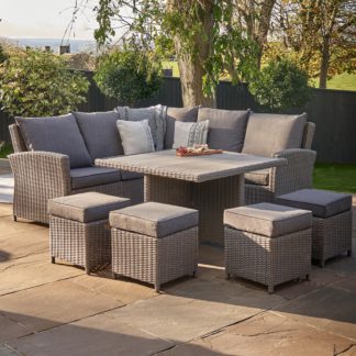 An Image of Barbados Rattan Square Corner Seating Set Slate (Grey)