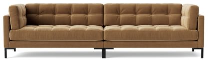 An Image of Swoon Landau Velvet 4 Seater Sofa - Taupe