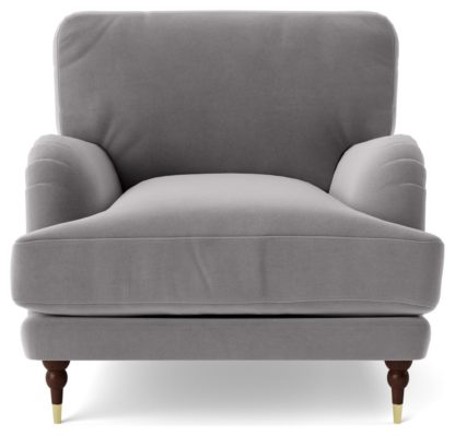 An Image of Swoon Charlbury Velvet Armchair - Fern Green
