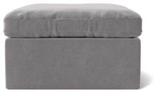 An Image of Swoon Seattle Velvet Ottoman Footstool - Silver Grey