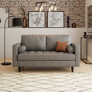 An Image of Zoe Distressed Faux Leather 2 Seater Sofa Grey