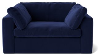 An Image of Swoon Seattle Velvet Cuddle Chair - Ink Blue