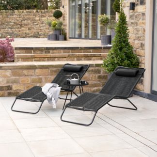 An Image of Set of 2 Rio Rattan Sun Loungers Black