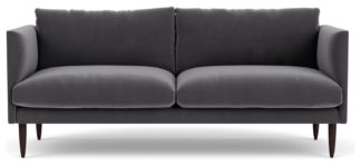 An Image of Swoon Luna Velvet 3 Seater Sofa - Granite Grey