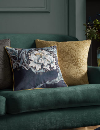 An Image of William Morris At Home Velvet African Marigold Piped Cushion