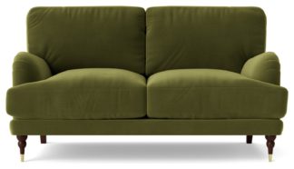 An Image of Swoon Charlbury Velvet 2 Seater Sofa - Fern Green