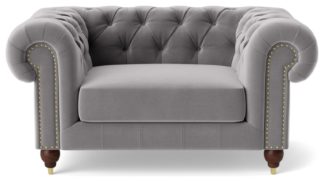An Image of Swoon Winston Velvet Cuddle Chair - Silver Grey