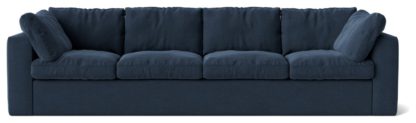 An Image of Swoon Seattle Velvet 4 Seater Sofa - Ink Blue