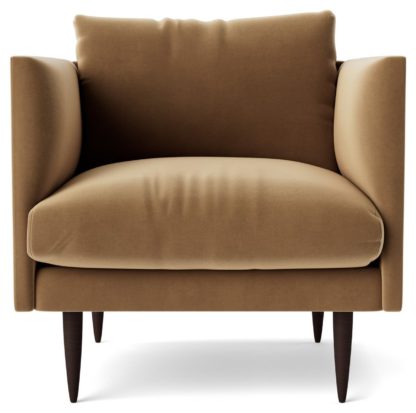 An Image of Swoon Luna Velvet Armchair - Taupe