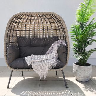 An Image of St Kitts Rattan Double Nest Chair Stone (Grey)