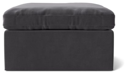An Image of Swoon Seattle Velvet Ottoman Footstool - Silver Grey