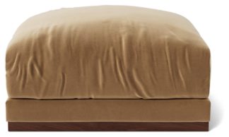 An Image of Swoon Denver Velvet Ottoman Footstool - Biscuit