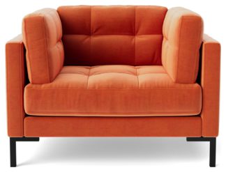 An Image of Swoon Landau Velvet Armchair - Burnt Orange