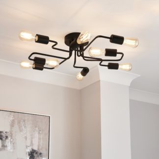 An Image of Kacy 8 Light Semi Flush Ceiling Fitting Black