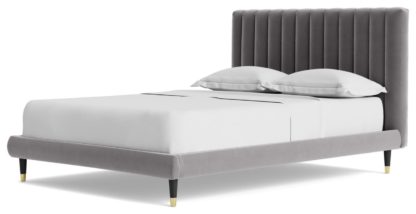 fe4c2bba9a92fd81df081749a915d2d86f97a3d2cdf30621ddfe441869830a59.jpg An Image of Swoon Porlock Double Velvet Bed Frame - Biscuit