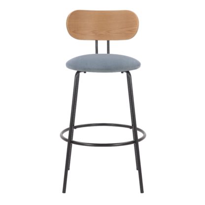 An Image of Stannis Velvet Bar Stool Black