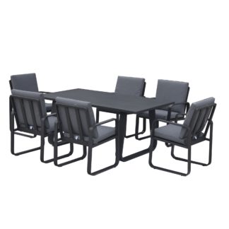 An Image of Babingley 6 Seater Dining Set Anthracite