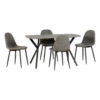 An Image of Athens Rectangular Dining Table with 4 Chairs, Grey Grey