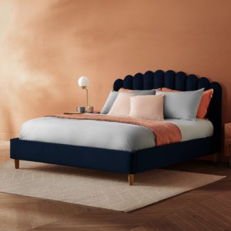 An Image of Silentnight Oriana Superking Velvet Bed Frame - Blue