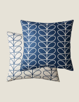 An Image of Orla Kiely Pure Cotton Small Linear Stem Cushion