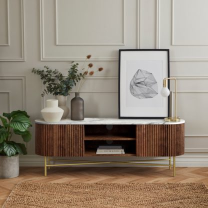 An Image of Kiera Wide TV Stand Walnut