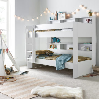 An Image of Oliver - Single - Storage Bunk Bed - White - Wooden - 3ft