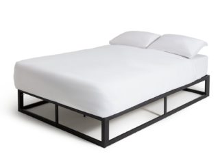 An Image of Habitat Platform Small Double Metal Bed Frame - Black