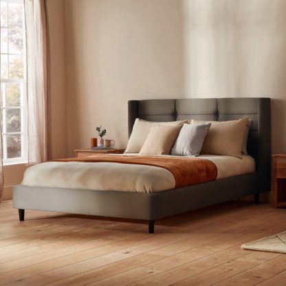 An Image of Silentnight Lilith Double Fabric Bed Frame - Pebble