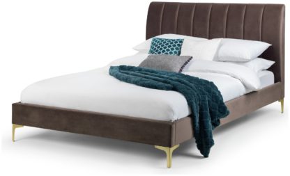 An Image of Julian Bowen Deco Kingsize Velvet Bed Frame - Grey